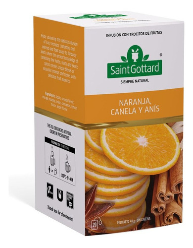 Infusión Saint Gottard Naranja, Canela Y Anís X 20 Saquitos