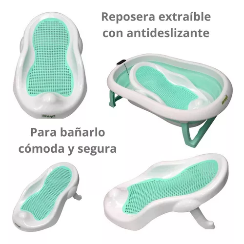 Bañera Para Bebe Plegable Con Soporte Reductor Verde