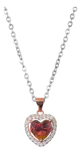 Set 3 Pièces Rubis Cœur Zircon - Argent 925 - Neuf Avec étiquettes - Cadeau Amour
