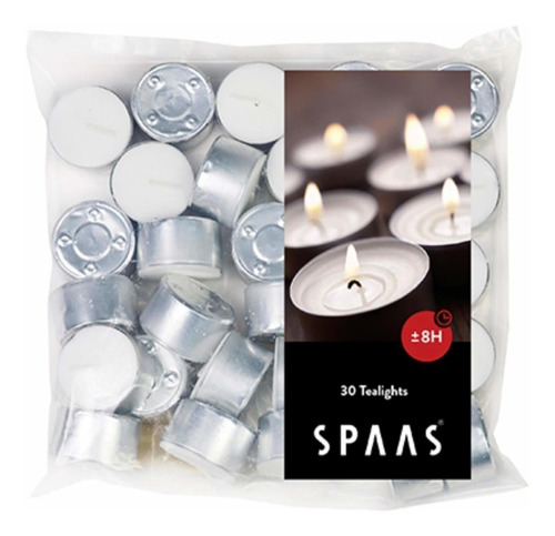 Spaas Tealights Bolsa X30 8 Horas De Tiempo De Combustión Bl