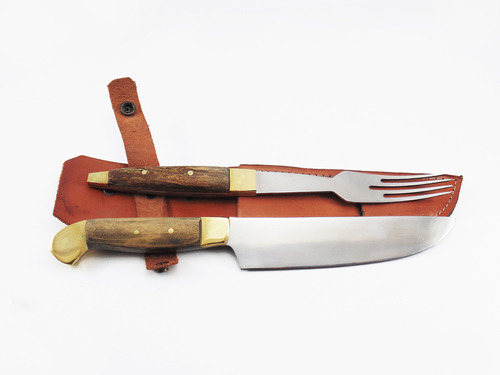 Set  Artesanal Cuchillo Y Tenedor 27 Cm Grabados Láser Opc.