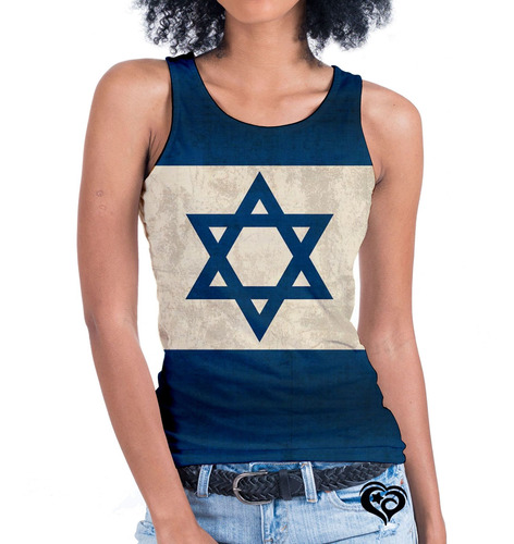 Camiseta Regata Bandeira Israel Feminina Blusa
