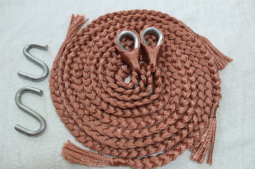 Soga Cuerda Para Hamaca Incluye Par De S Metalica Negra Color Rosa Marron Color
