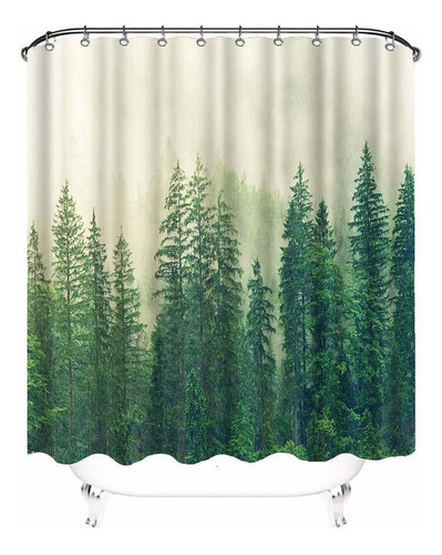 Misty Forest Cortinas De Ducha Pine Tree Fantasy Woodla...