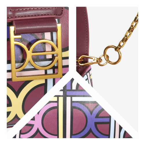 Bolsa Hobo Cloe Para Mujer Textil Asa Larga Adicional Color Multicolor