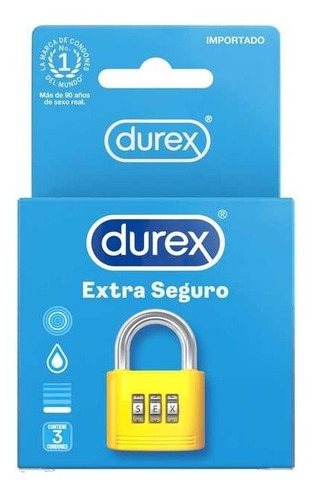 Durex Extra Seguro Caja 3 Condones Preservativos Látex