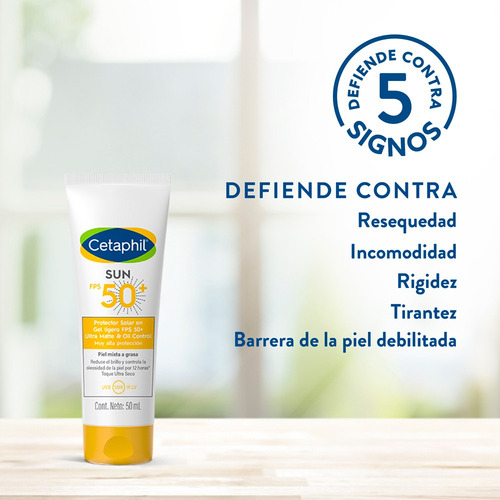 Protector Facial Oil Control Con Fps 50 Cetaphil Sun 50 Ml