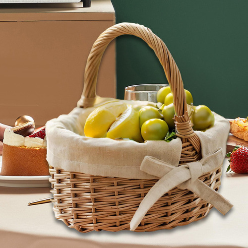Mini Cesta Tejida Con Asa, Cesta De Mimbre Para Picnic,