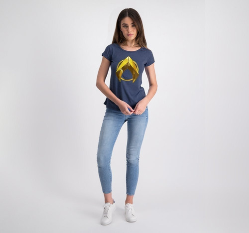 Imagen 2 de 4 de Aquaman Logo Mujer Playera Superheroes Dc Comics