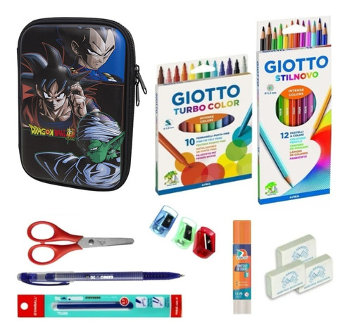 Kit Set Cartuchera Eva Dragon Ball Lapiz Giotto Mooving 