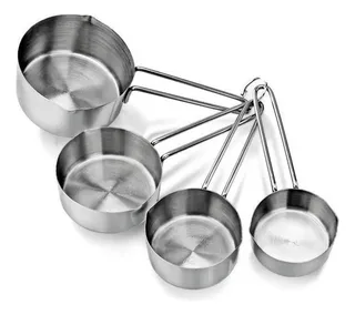 Aleissi 4 Tazas Medidoras Uso Rudo Pesadas Acero Inox. Cocin Color Acero inoxidable