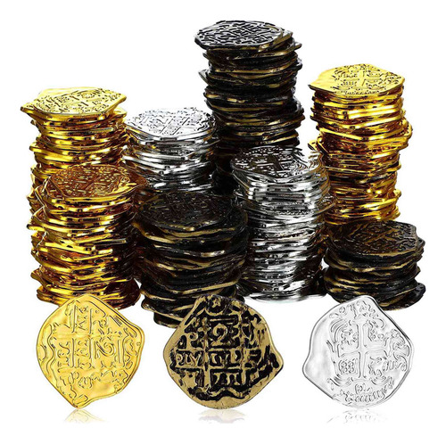 1200 Unidades De Monedas Doradas De Plástico, Monedas Pirata