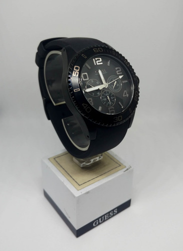 Reloj Guess Hombre W0173g1 Caucho Negro Dual Time Pr 50%