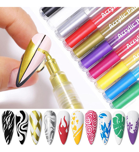 3d Pintado Lápiz Dibujo De Uñas - 10pcs Graffiti Punteado