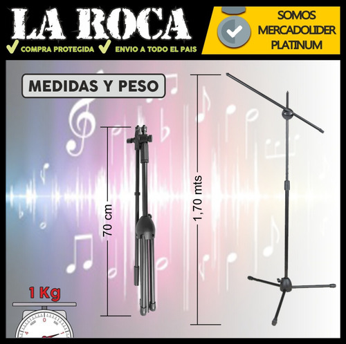 Imagen 6 de 10 de Combo Microfono Profesional Pie De Microfono Con Funda Envio