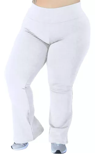 Calça Legging Flare Bailarina Suplex Cós Cintura Alto Branco