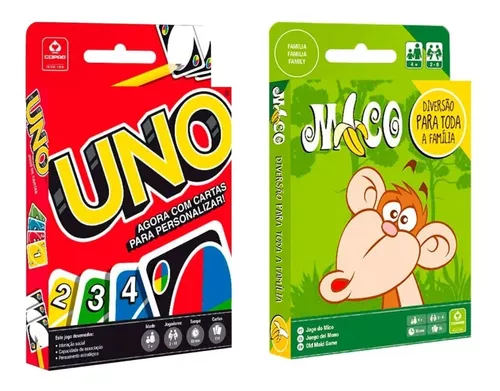 Kit 2 Jogos De Cartas De Baralho P/ Crianças Jogo Mico E Uno