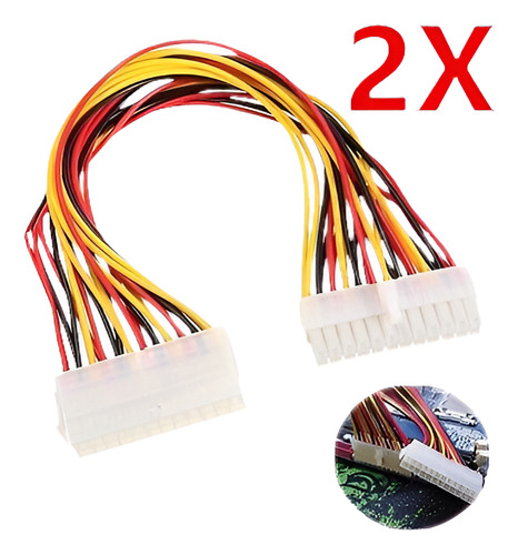 2 X 1ft Atx Poder Adaptador 24 Pin Hembra A Macho Extensión 