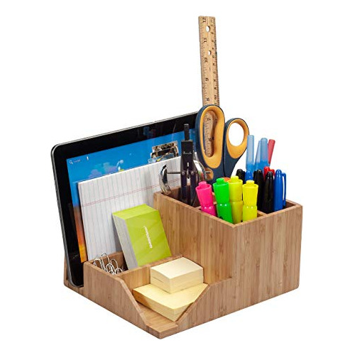 Bamboo Multi-function Desktop Organizer; Store Stationa...