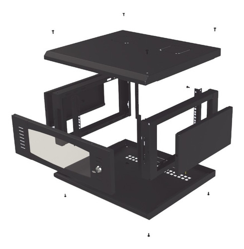 Gabinete Pared Puerta Cristal Rack 19 4ur Sr-1904-gfp Vr2