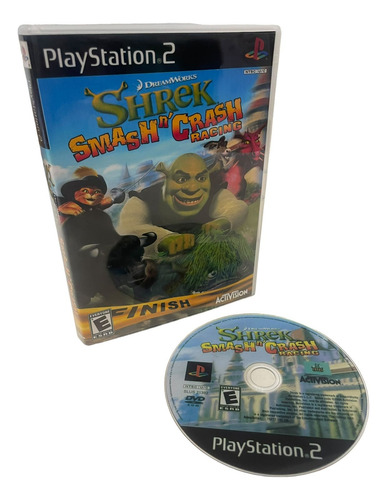 Shrek Smash N Crash Racing Play 2 Com Capa E Pôster Ps2
