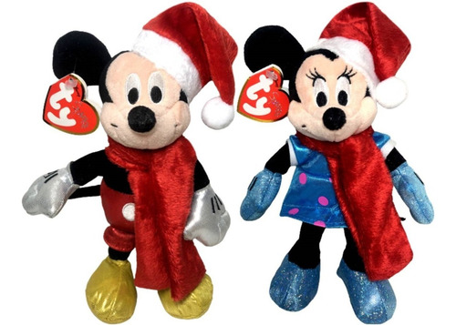 Imagem 1 de 5 de Kit Bonecos Pelúcia P Casal Natal Disney : Minnie + Mickey