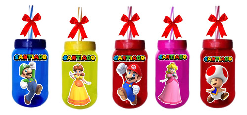 15 Cilindros Personalizados Mario Bross Colores Surtidos 