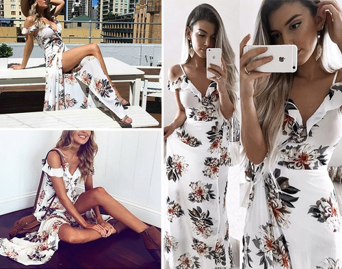 Vestido Largo Elegante Floral Talla S Nuevo Importado Stock