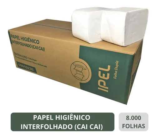 Papel higiênico Cai Extra Luxo folha dupla de 8000 un pacote x10