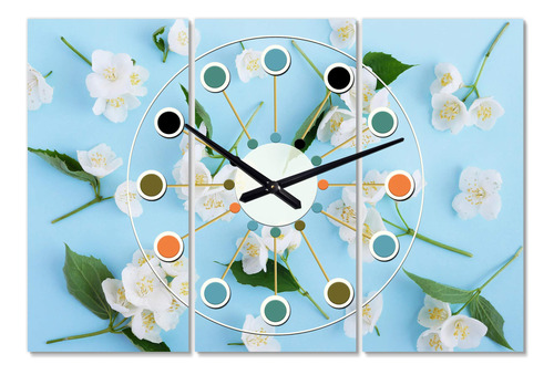 Designq Reloj De Pared Moderno De Mediados De Siglo 'flores