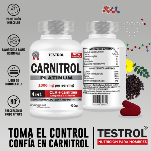 Imagen 7 de 8 de Carnitrol 4 En 1 | Cla + Carnitina + Arginina 100 % Natural