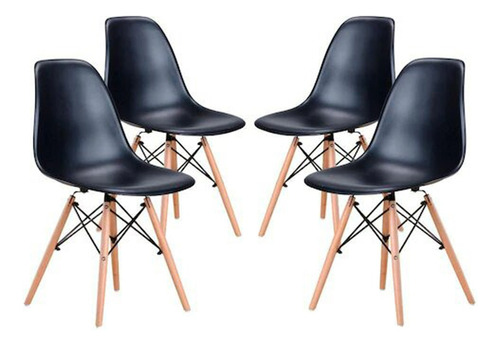 Silla Comedor Okaeri Eames Blanco/negro, 4 Unidades Env Grat