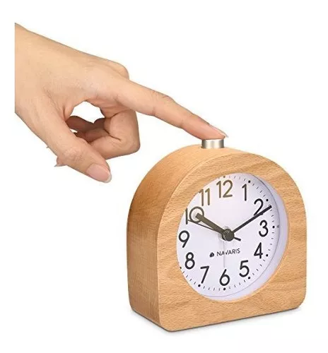 Navaris Reloj de mesa analógico - Reloj clásico de madera 21 CM