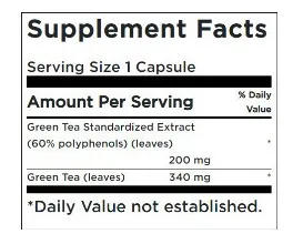 Green Tea Extract Extracto Te Verde 120 Caps 60% De Polifen