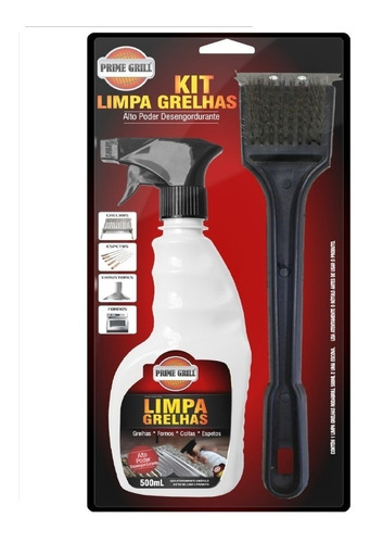 Kit Limpa Grelhas Prime Grill 500ml Com Escova De Aço