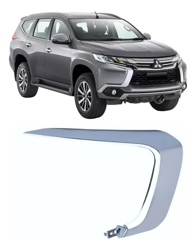 Friso Cromado Parachoque Pajero Sport 2019 2020 Lado Direito