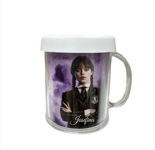 X1 Taza De Acrílico Plástico Personalizada Merlina Addams 