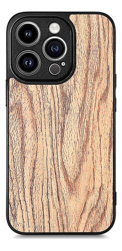 Funda De Piel Sintética Con Textura De Madera Para iPhone 15