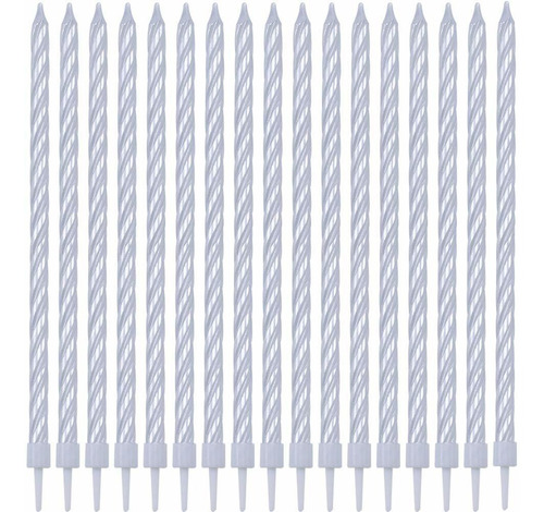 27 Count Silver Spiral Long Happy Birthday Candle For Cake C