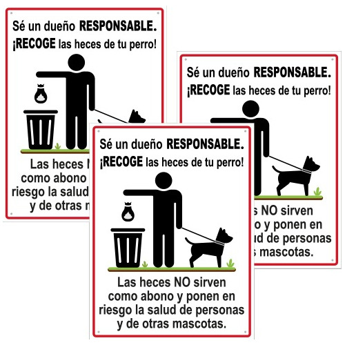 Paq Letreros Recoge Las Heces De Tu Perro, Dueño Responsable