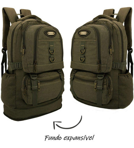 Mochila Masculina Notebook 15.6 Lona Fundo Expansível