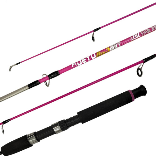 Vara Para Pesca Molinete Feminino Rosa 1,20m Max Bull Deyu