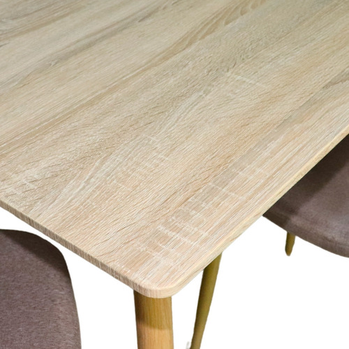 Comedor De Madera Mesa Rectangular Y 4 Sillas Color Beige Diseño de la tela de las sillas Liso