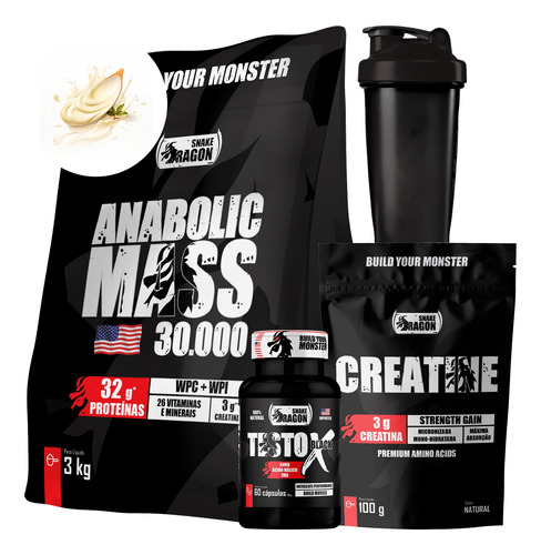 Hipercalórico Anabolic + Creatina Monohidratada + Testo X