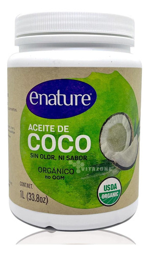 Imagen 1 de 7 de Aceite De Coco Virgen Orgánico 1 Lt E-nature