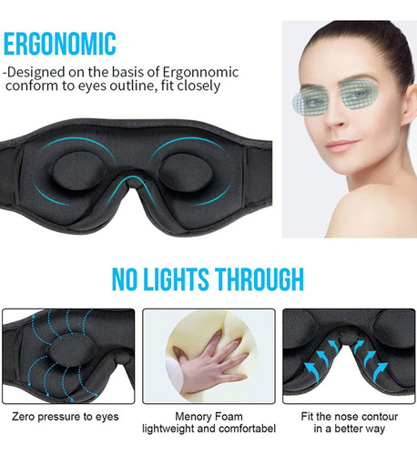 Auriculares Para Dormir Con Máscara De Ojos 3d Bluetooth Par