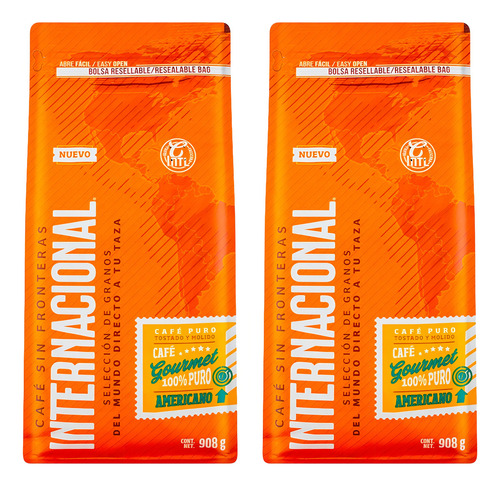 2 Pack Cafe Molido Americano Internacional 908 Grs
