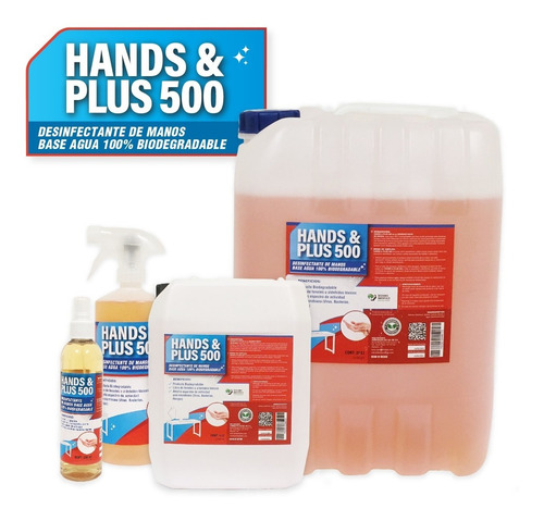 Imagen 4 de 4 de Hands & Plus 500 - Desinfectante Cuaternario De Manos 1l