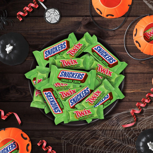 Twix + Snickers Fun Size Ghoulish Green Halloween 35 Pzs Imp