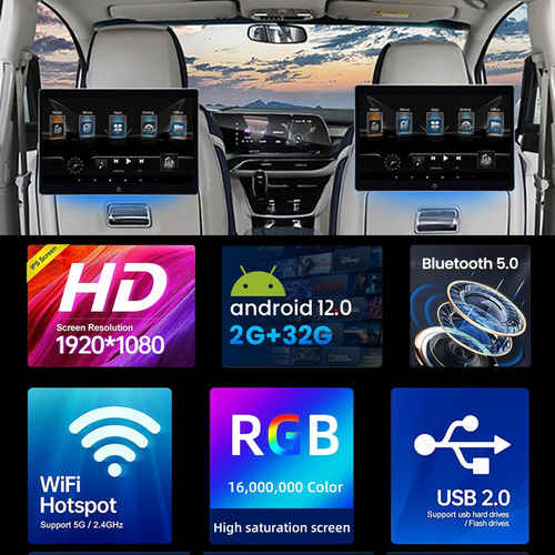 10.1 Pulgadas Android 12 Portátil Coche Tv Monitor Para Asie